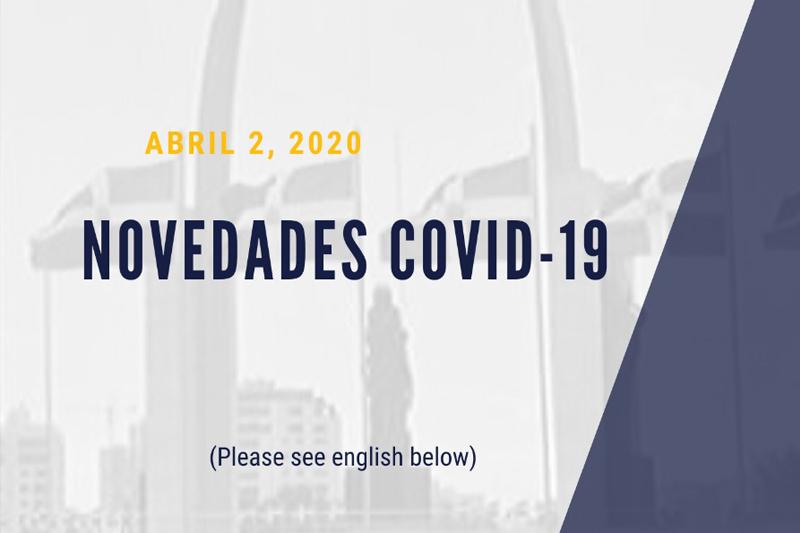 Novedades COVID-19 – 2 de Abril 2020